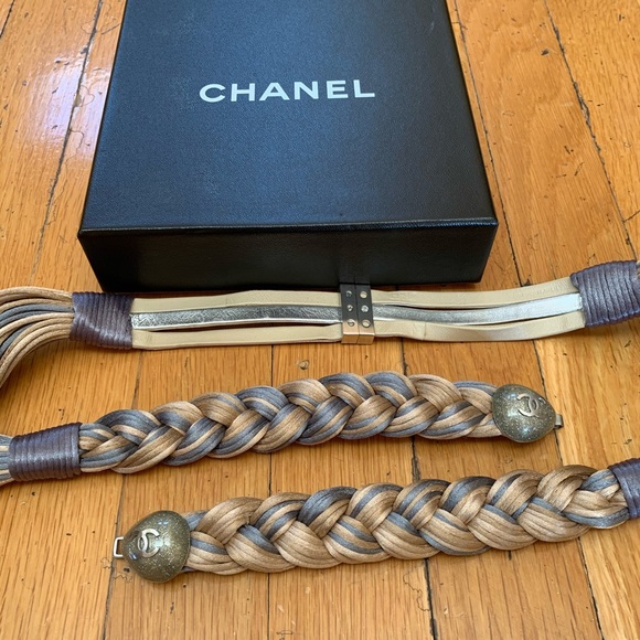 Chanel silk rope belt grey/ beige main image 12